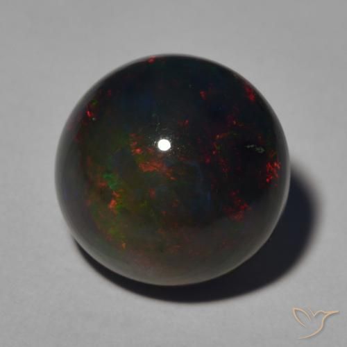 Opale nero Multicolore naturale da 4.55 ct, Rotondo, Opaco