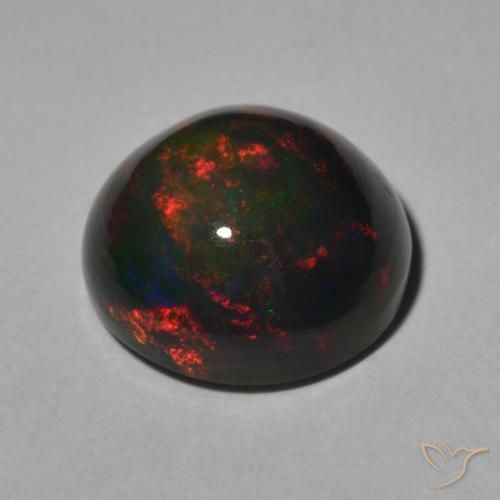 Opale nero Multicolore naturale da 4.55 ct, Rotondo, Opaco