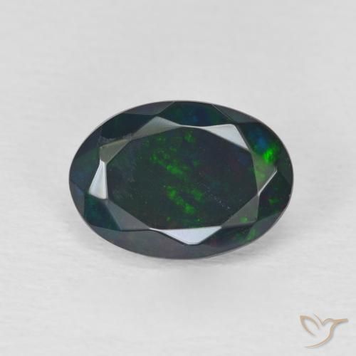 1.40ct Naturale Multicolore Opale nero, Ovale, Traslucido