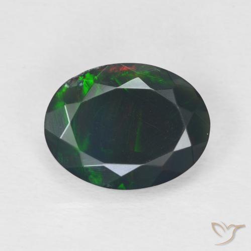 1.86ct Naturale Multicolore Opale nero, Ovale, Traslucido