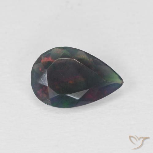Opale nero Multicolore naturale da 0.60 ct, Forma a pera, Traslucido