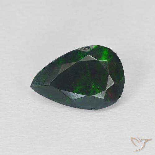 0.83ct Naturale Multicolore Opale nero, Forma a pera, Traslucido
