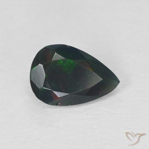 Opale nero Multicolore naturale da 0.83 ct, Forma a pera, Traslucido