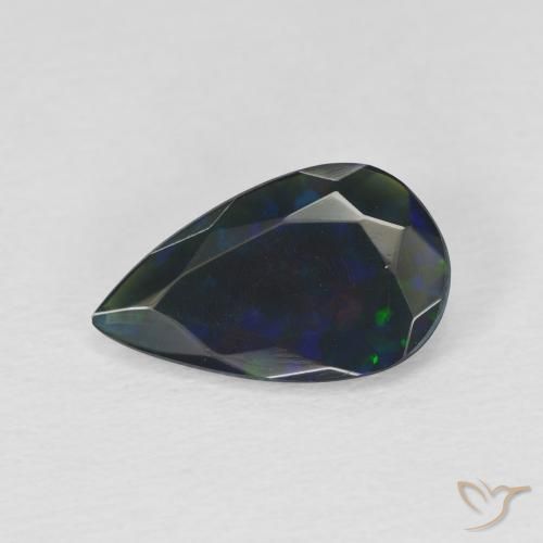 1.22ct Naturale Multicolore Opale nero, Forma a pera, Traslucido
