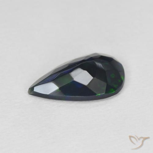 Opale nero Multicolore naturale da 1.22 ct, Forma a pera, Traslucido