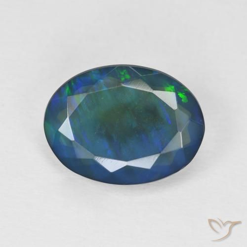 2.84ct Naturale Multicolore Opale nero, Ovale, Traslucido