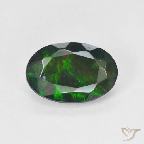 1.08ct Naturale Multicolore Opale nero, Ovale, Traslucido