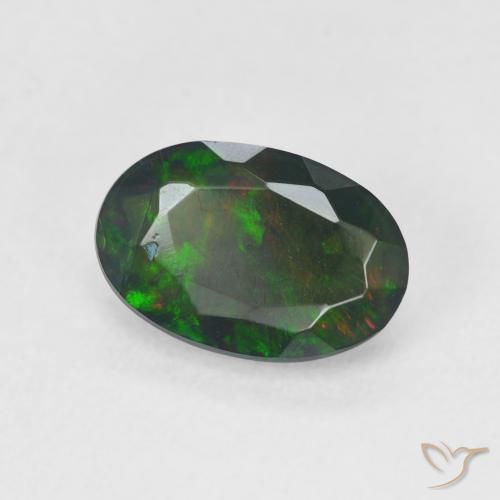 Opale nero Multicolore naturale da 1.08 ct, Ovale, Traslucido