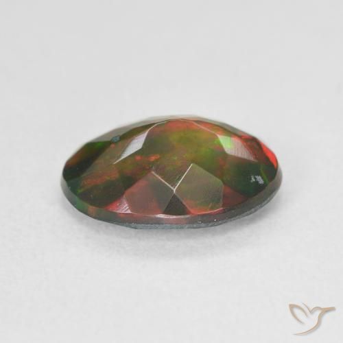 Opale nero naturale multicolore da 1,80 ct, taglio ovale, traslucido
