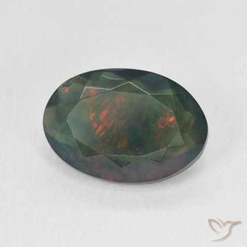 Opale nero Multicolore naturale da 1.77 ct, Ovale, Traslucido