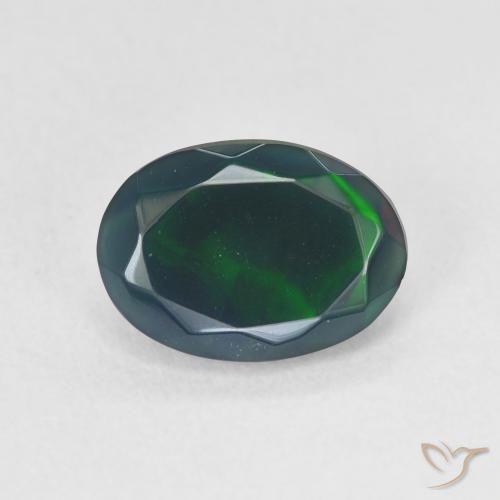 1.45ct Naturale Multicolore Opale nero, Ovale, Traslucido