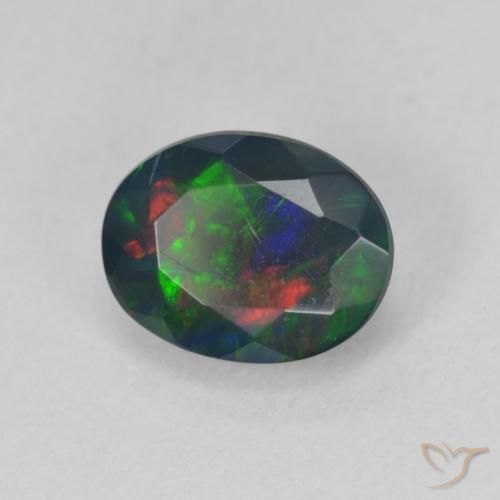 Opale nero Multicolore naturale da 1.35 ct, Ovale, Traslucido