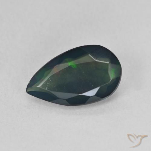 1.12ct Naturale Multicolore Opale nero, Forma a pera, Traslucido