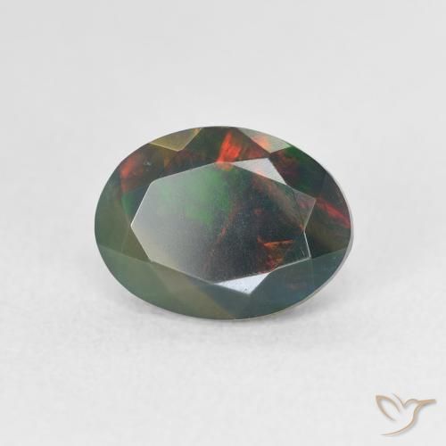 Opale nero Multicolore naturale da 1.09 ct, Ovale, Traslucido