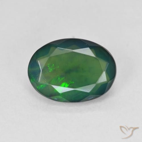 1.42ct Naturale Multicolore Opale nero, Ovale, Traslucido