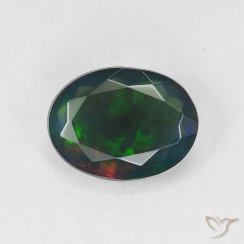Opale nero Multicolore naturale da 1.46 ct, Taglio ovale, Traslucido