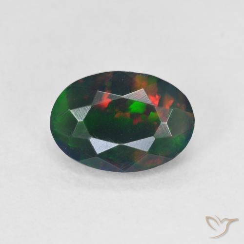 0.86ct Naturale Multicolore Opale nero, Ovale, Traslucido