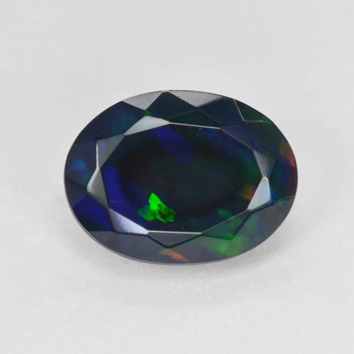 3.02ct Naturale Multicolore Opale nero, Ovale, Traslucido