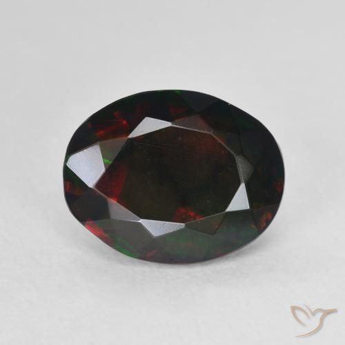 2.40ct Naturale Multicolore Opale nero, Ovale, Traslucido