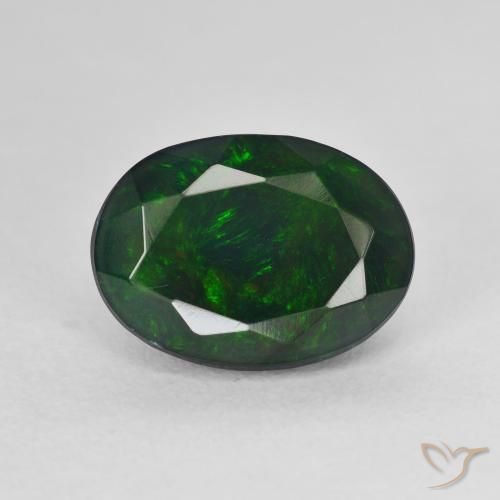 2.67ct Naturale Multicolore Opale nero, Ovale, Traslucido