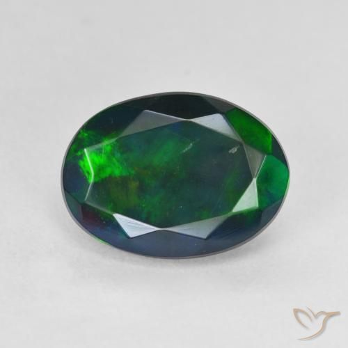 2.87ct Naturale Multicolore Opale nero, Ovale, Traslucido