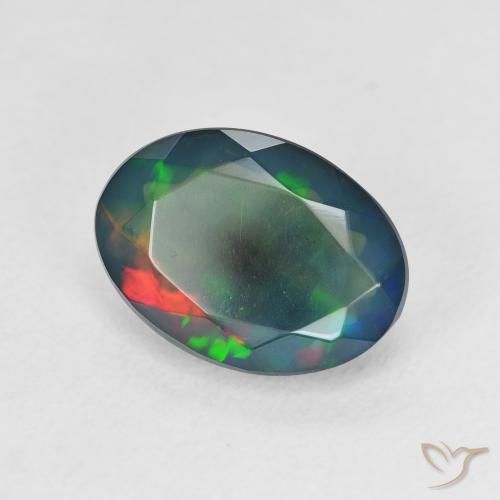 Opale nero Multicolore naturale da 1.90 ct, Ovale, Traslucido
