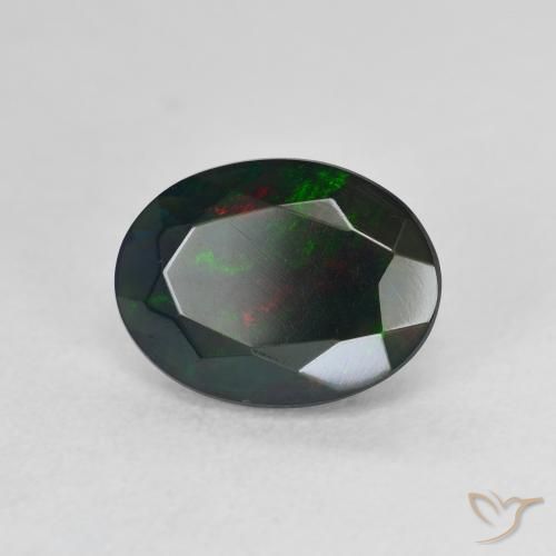 Opale nero Multicolore naturale da 1.30 ct, Ovale, Traslucido