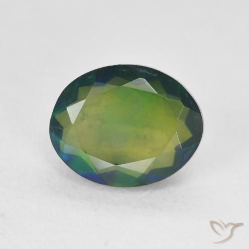 1.55ct Naturale Multicolore Opale nero, Ovale, Traslucido