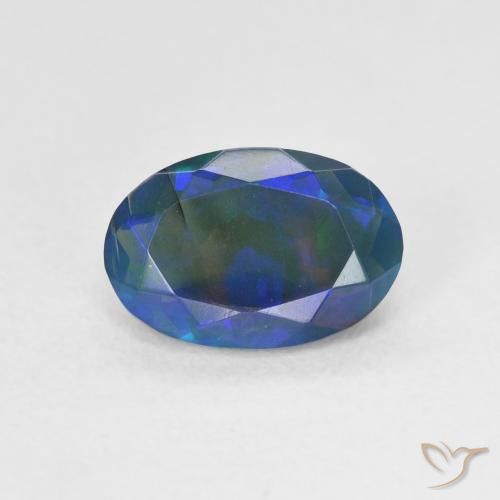 1.10ct Naturale Multicolore Opale nero, Ovale, Traslucido