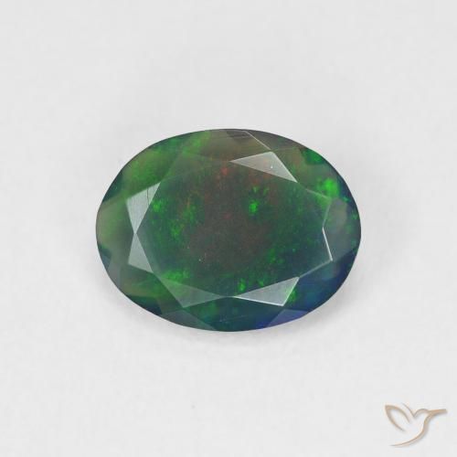 0.88ct Naturale Multicolore Opale nero, Ovale, Traslucido