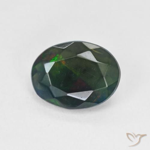 1.36ct Naturale Multicolore Opale nero, Ovale, Traslucido