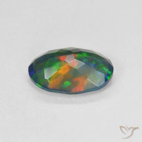 Opale nero Multicolore naturale da 1.05 ct, Ovale, Traslucido