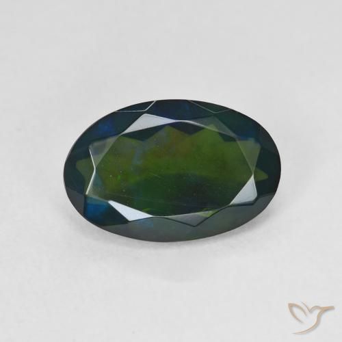 1.64ct Naturale Multicolore Opale nero, Ovale, Traslucido