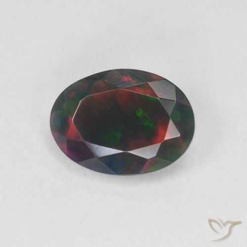 1.20ct Naturale Multicolore Opale nero, Ovale, Traslucido