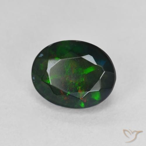 Opale nero Multicolore naturale da 1.39 ct, Ovale, Traslucido