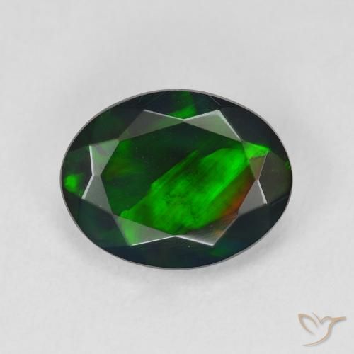 2.07ct Naturale Multicolore Opale nero, Ovale, Traslucido