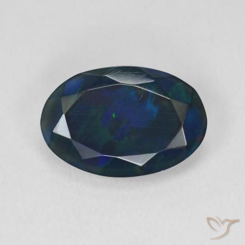 2.21ct Naturale Multicolore Opale nero, Ovale, Traslucido
