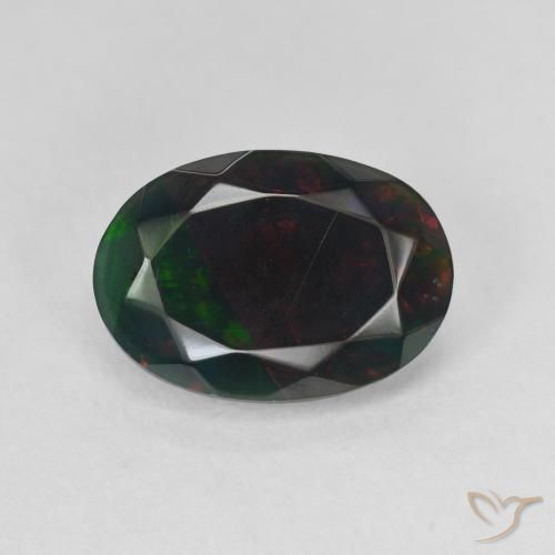 2.23ct Naturale Multicolore Opale nero, Ovale, Traslucido