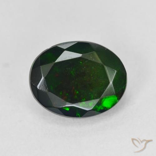 1.72ct Naturale Multicolore Opale nero, Ovale, Traslucido