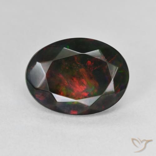 2.42ct Naturale Multicolore Opale nero, Ovale, Traslucido