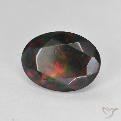 Opale nero Multicolore naturale da 2.42 ct, Ovale, Traslucido
