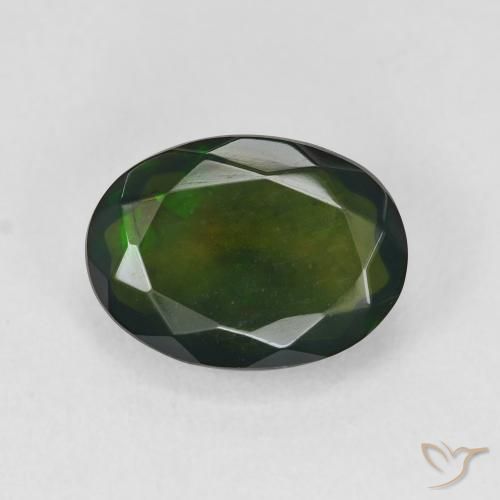 2.75ct Naturale Multicolore Opale nero, Ovale, Traslucido