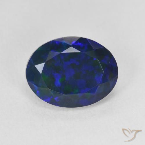 Opale nero naturale multicolore da 2,17 ct, taglio ovale, traslucido