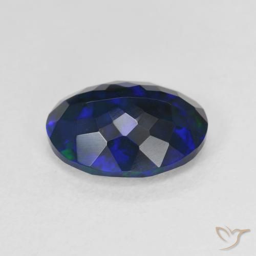 Opale nero naturale multicolore da 2,17 ct, taglio ovale, traslucido