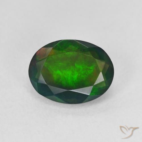 1.34ct Naturale Multicolore Opale nero, Ovale, Traslucido