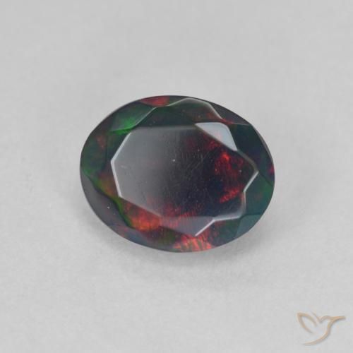 Opale nero Multicolore naturale da 1.09 ct, Ovale, Traslucido