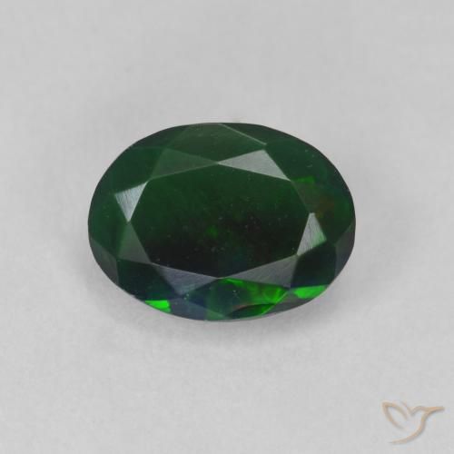 1.29ct Naturale Multicolore Opale nero, Ovale, Traslucido
