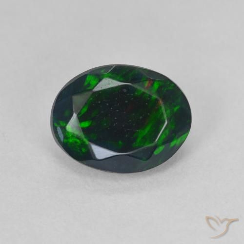 1.22ct Naturale Multicolore Opale nero, Ovale, Traslucido