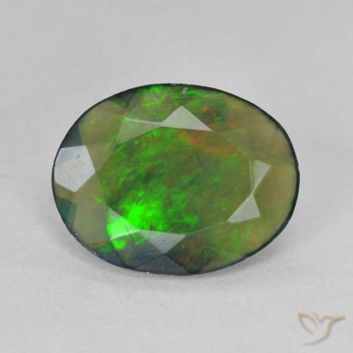 1.35ct Naturale Multicolore Opale nero, Ovale, Traslucido