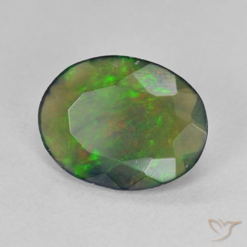 Opale nero Multicolore naturale da 1.35 ct, Ovale, Traslucido
